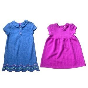 Girls Size 5 Dress Bundle Crown & Ivy Pink+JK Kids Denim Scallop Hem Embroidered